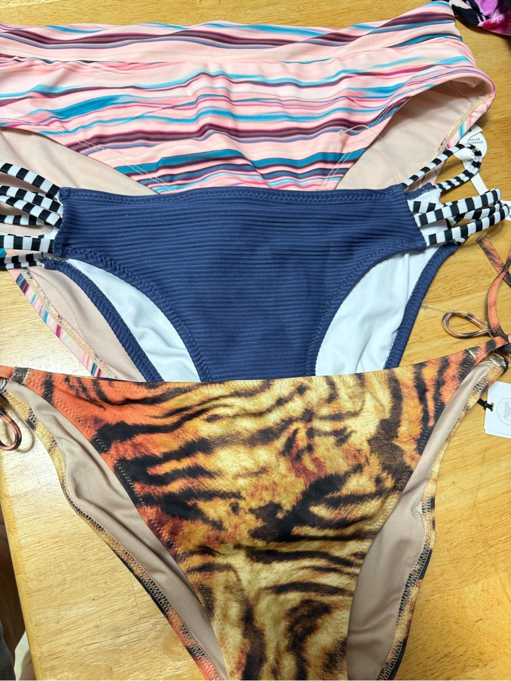 Women’s  Swim Bottoms - Navy, Pink Stripe & Tiger Print